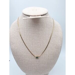 Vtg‎ PARK LANE Choker Necklace Green Clear Crystal Floral Herringbone 16" Chain